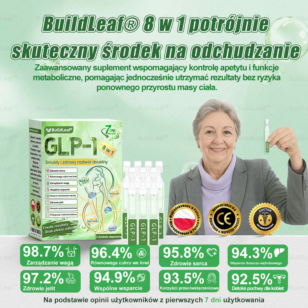 BuildLeaf® 💧 GLP-1 8-w-1 Fit & Vital Rozwiązanie(Jednorazowe dziennie, widoczne zmiany w ciągu 7 dni)