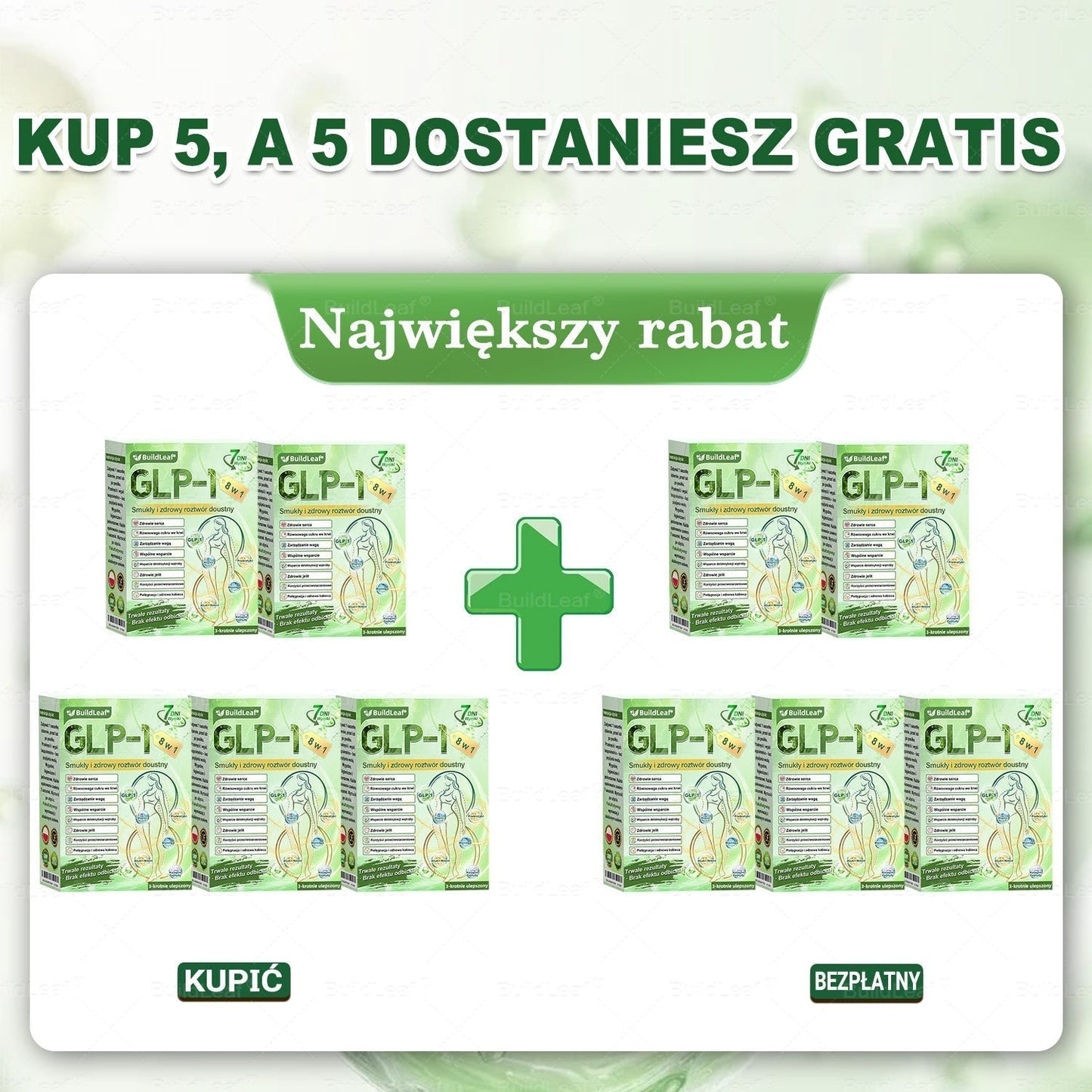 BuildLeaf® 💧 GLP-1 8-w-1 Fit & Vital Rozwiązanie(Jednorazowe dziennie, widoczne zmiany w ciągu 7 dni)
