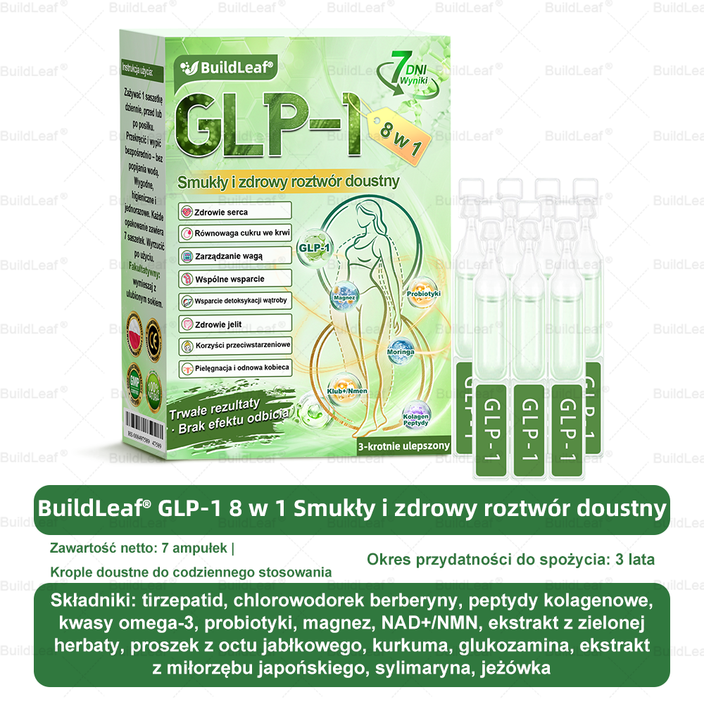 BuildLeaf® 💧 GLP-1 8-w-1 Fit & Vital Rozwiązanie(Jednorazowe dziennie, widoczne zmiany w ciągu 7 dni)